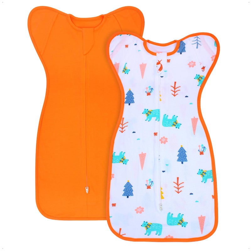 Roksuma Transition Swaddle 6-9 Months Sleep Sack Arms up Swaddle 2-Way Zipper 100% Cotton Arms in/out, 0.8 Tog Sleep Sack Baby Swaddles for Boy Girl, 2-Pack Baby Transitional Swaddle Sack (Large 20-27lbs) - Image 1